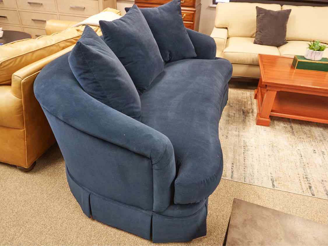 Custom Kidney Shape Loveseat in Navy Velvet