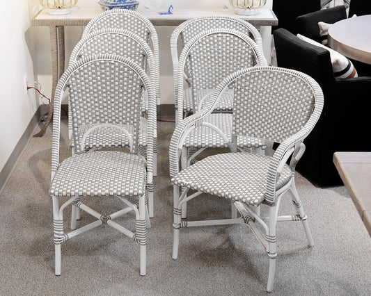 Set of 6 Outdoor Rattan Wrapped Metal Dining Chairs