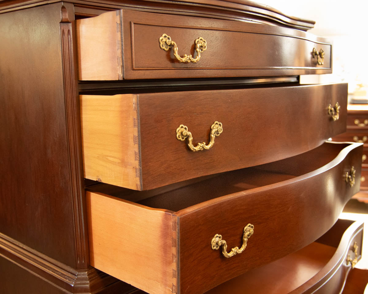 Mahogany 6 Drawer Chest with Carving & Ball& Claw Feet