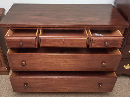 Sligh Mahogany Empire Style 5 Drawer Chest On Casters