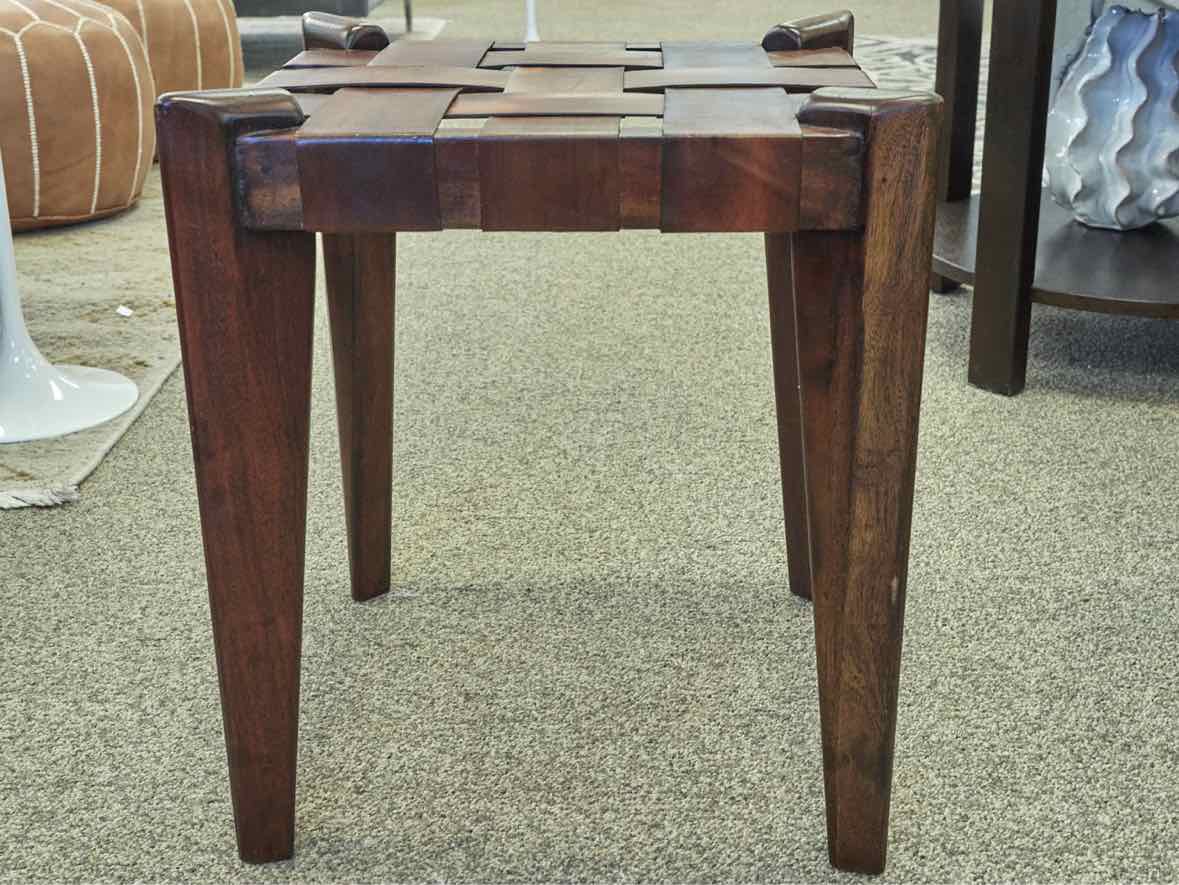 Leather Weave Square Ottoman