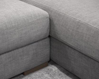 RH Modena Track-Arm Bench Cushion Right Arm Luxe L-Sectional in Grey Linen