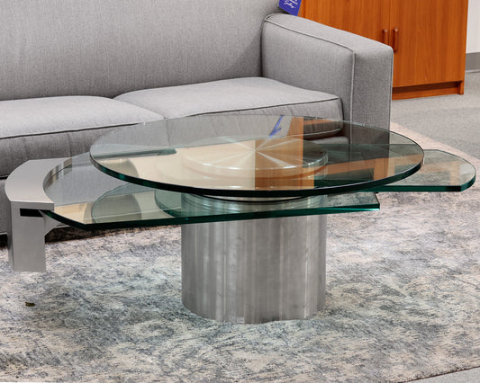 Dakota Jackson Self-Winding Glass Cocktail Table