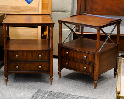 Pair Ethan Allen 'Eugene' Mahogany Nightstands