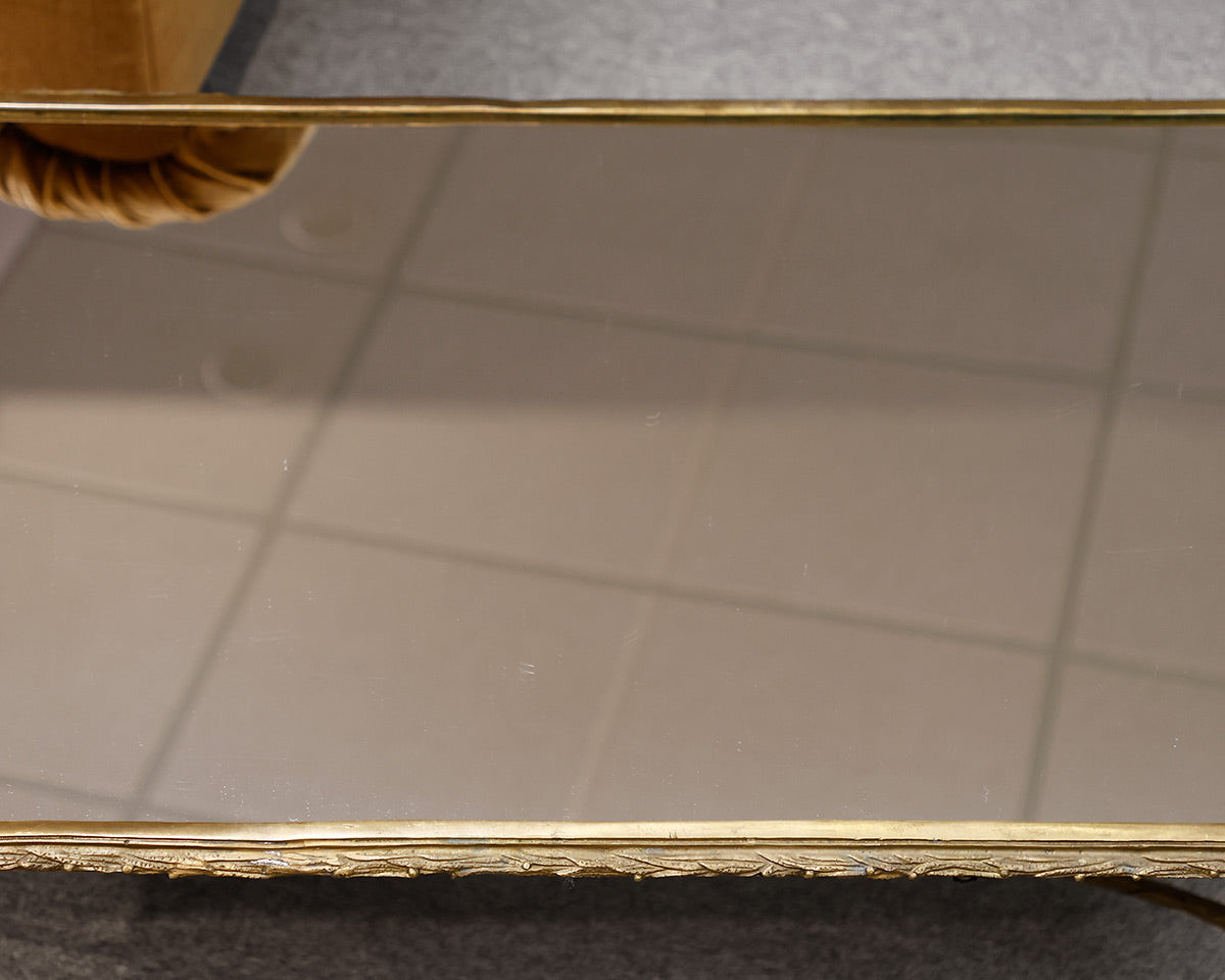 Global View Rectangular Glass Burnished Brass Coffee Table
