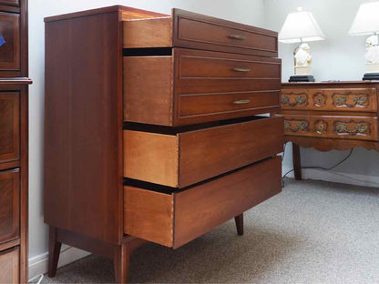 Dixie Walnut Mid Century 4 Drawer Chest