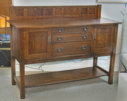 Stickley Mission Oak Sideboard with Paneled Plate Rail