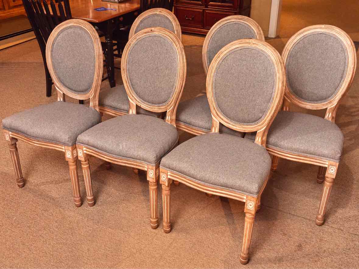 Set Of 6 French Country King Louis XVI Style Dining Chairs