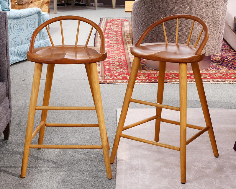 Pair of Signed Thomas Moser Bowback Counter Stools in Cherry