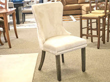 Pair of Tufted Ivory Transitional Dining Chairs