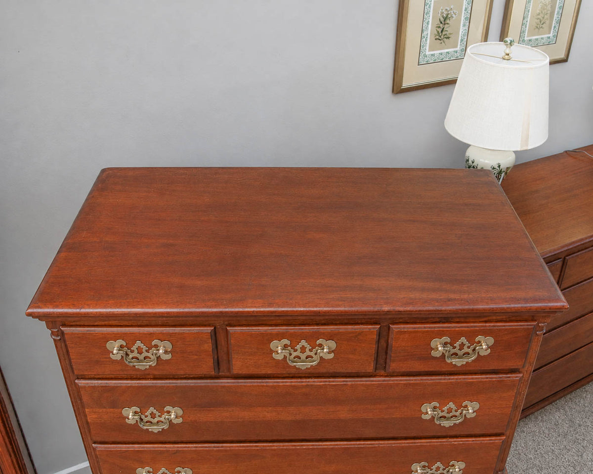 Mahogany Chest-On-Chest with Brass Pulls