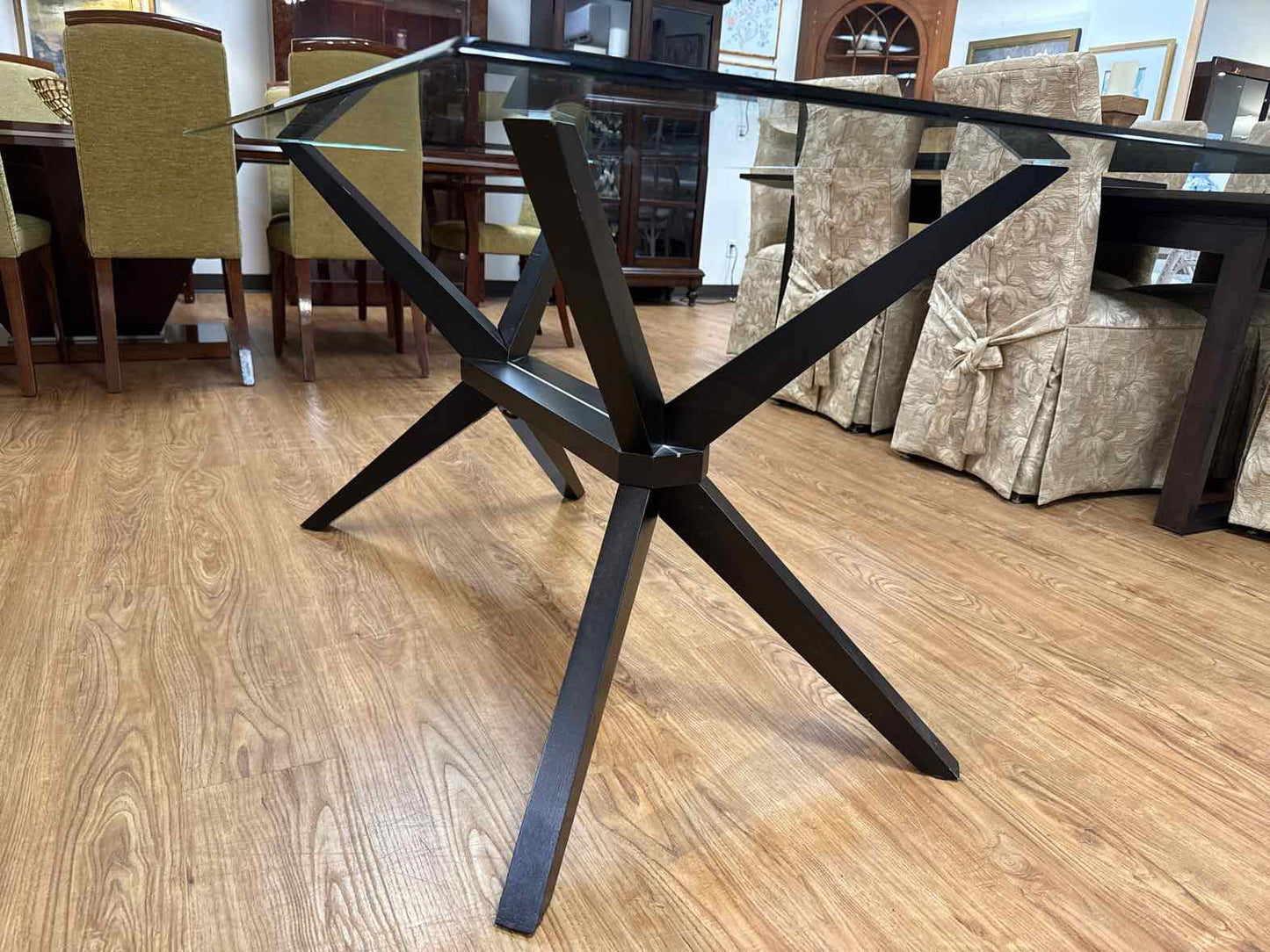 Contemporary Glass Top Dining Table