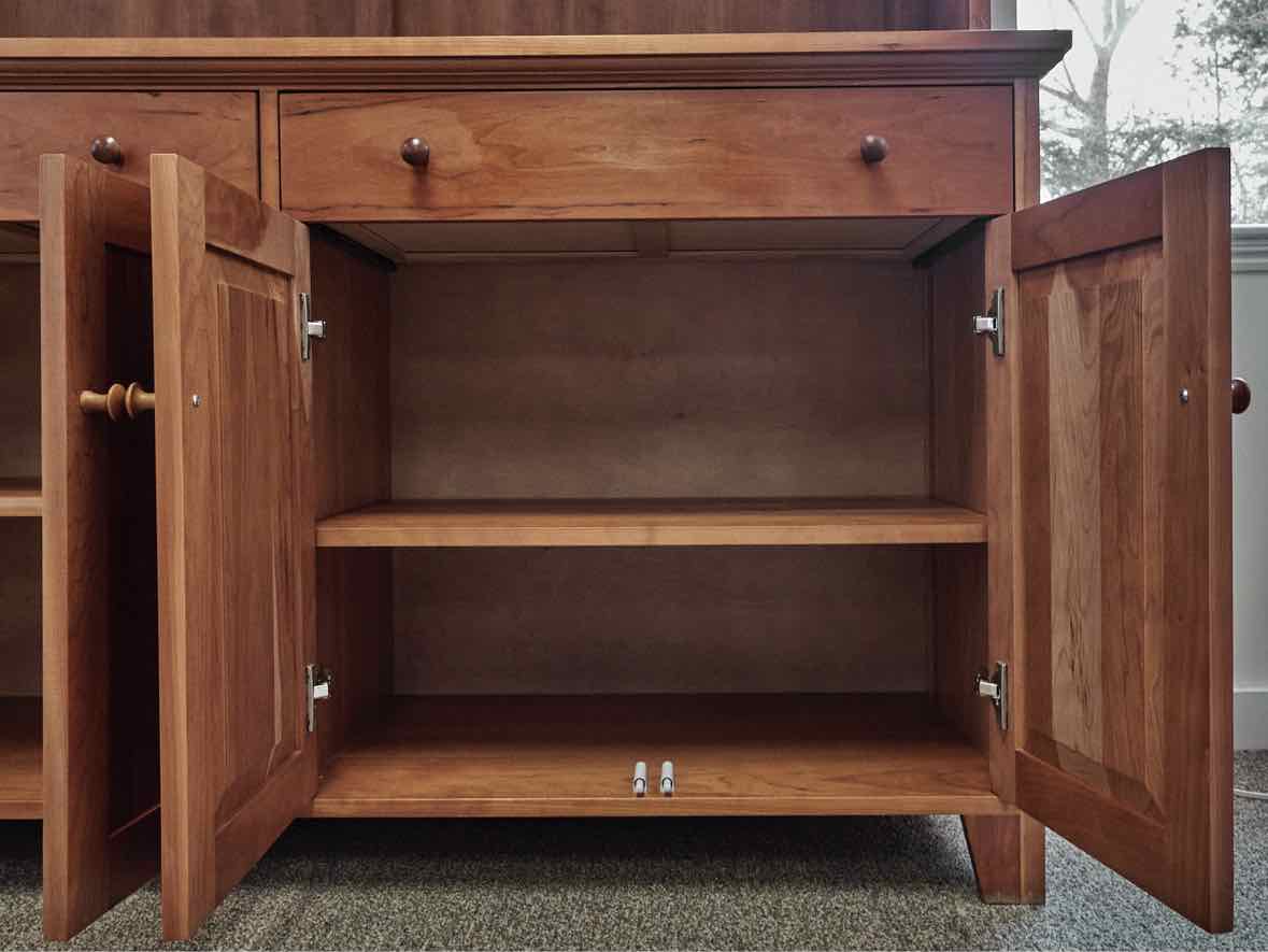 Lyndon Furniture Classic Country Buffet with Glass Door Hutch in Solid Cherry