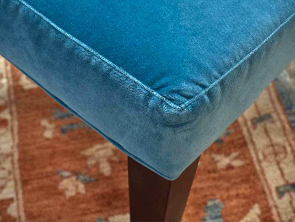Set of 8 Lee Aqua  Blue Performance Fabric  Dining Side Chairs