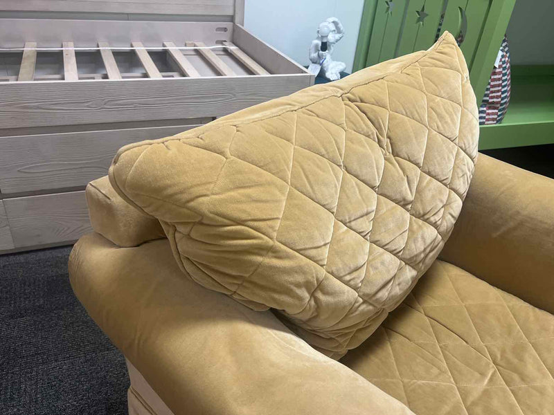 Pair of Deep Gold Club Chairs with Ottoman