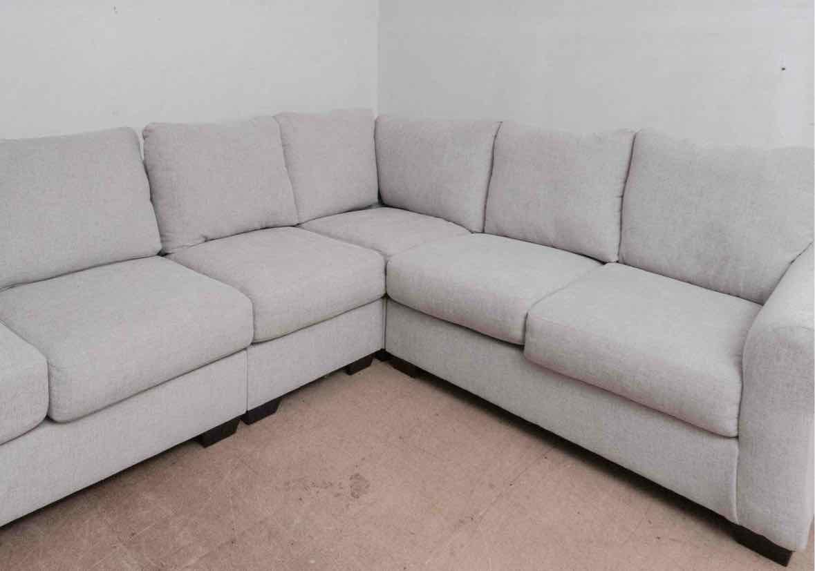 Ashley 5 Piece Cloud Grey Upholstered Sectional with Chaise