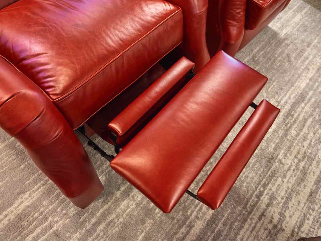 Pair of Ethan Allen 'Aiden' Power Recliners in Ruby Red Leather