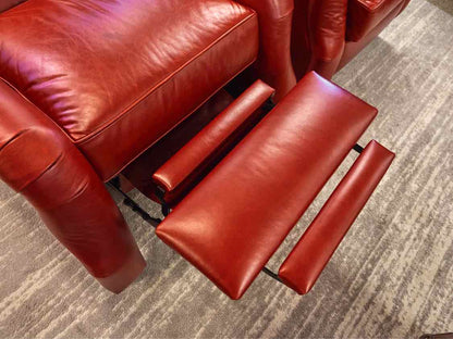 Pair of Ethan Allen 'Aiden' Power Recliners in Ruby Red Leather