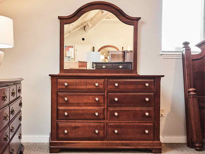 6 Drawer Dresser in Rich Cherry Finish w/ Matching Dresser Mirror