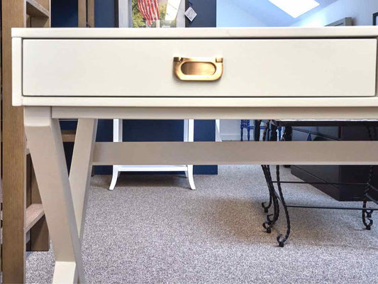 White Lacquer 2 Drawer Desk with X Legs