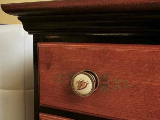 Hitchcock Maple & Black 5 Drawer Chest with Gold Stenciling