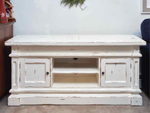 Cream Distressed Finish Media Furniture with 2 Doors