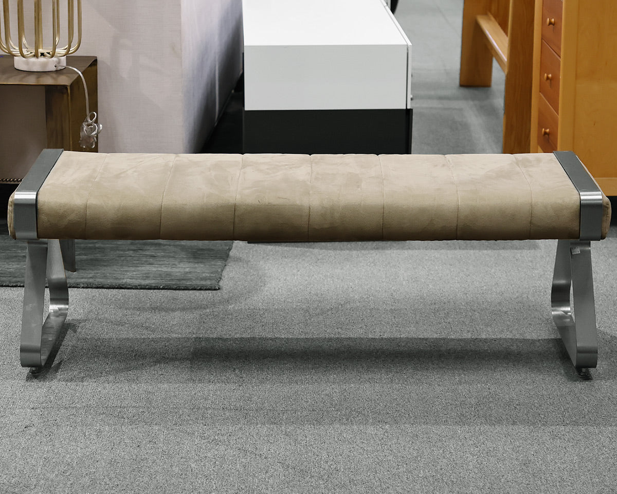 Upholstered Bench w/ Brushed Stainless Steel Legs