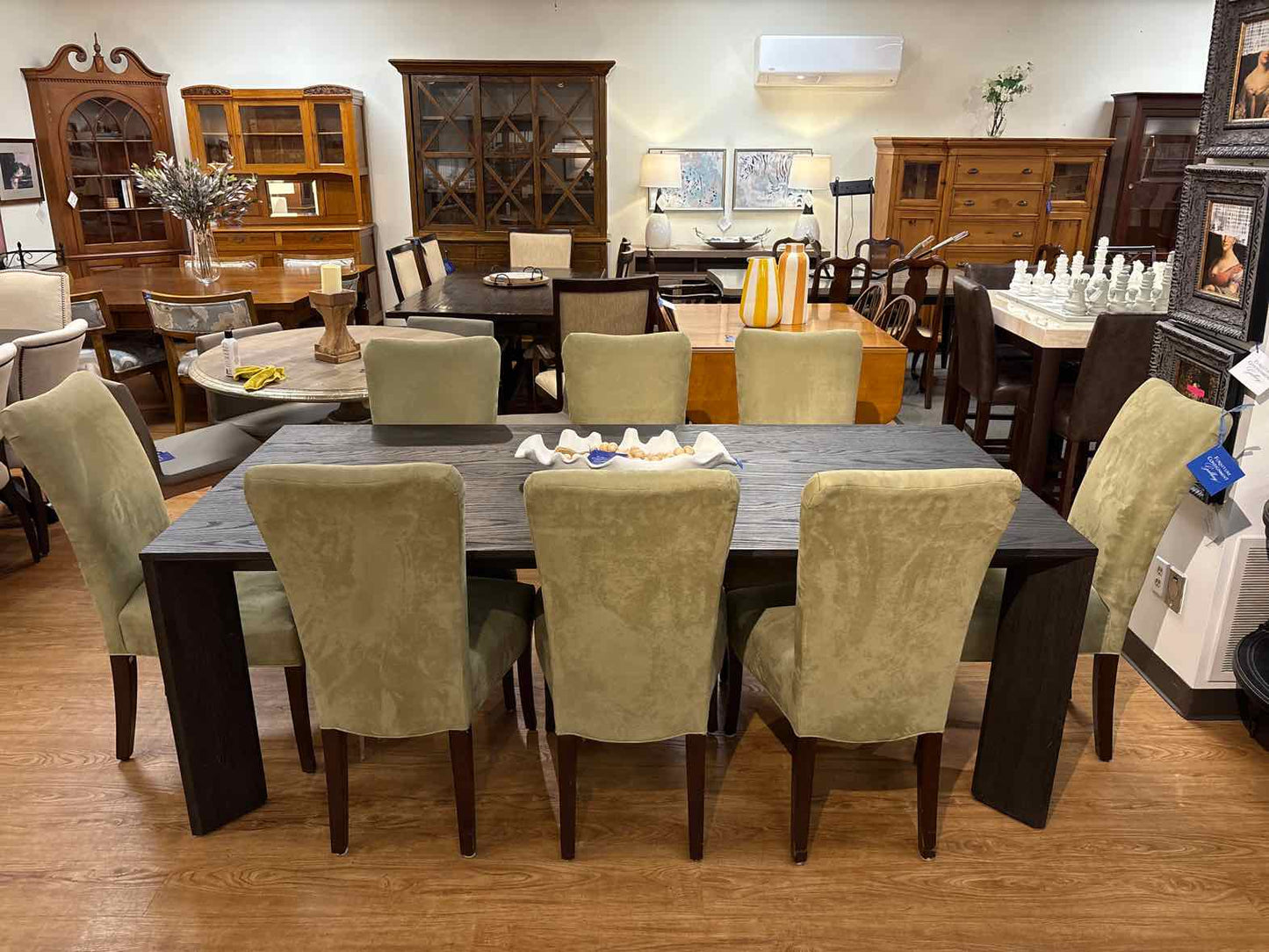 Set of 8 Sage Green Parsons Dining Chairs