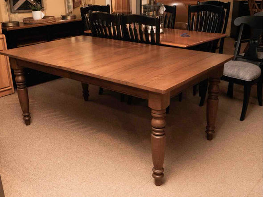 Ethan Allen Ash  Farmer's Plank Top Turned Legs  Dining Table