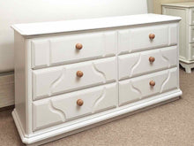 White Finish 6 Drawer Dresser with Natural Wood Knobs