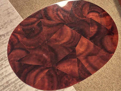 Ethan Allen Oval Metal & Mahogany Side Table