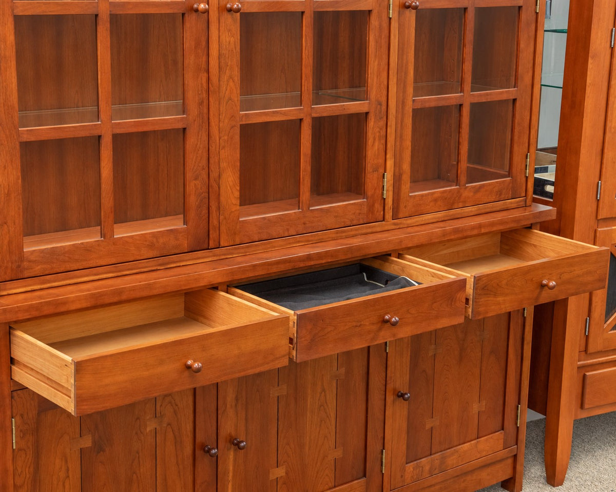 Stickley Mission Lighted China Cabinet in Cherry with Butterfly Joinery