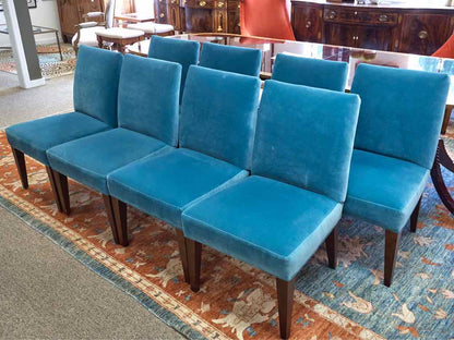 Set of 8 Lee Aqua  Blue Performance Fabric  Dining Side Chairs