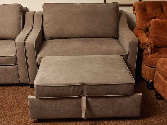 Chair and Half Graphite Grey Upholstery with Pull-out Otoman