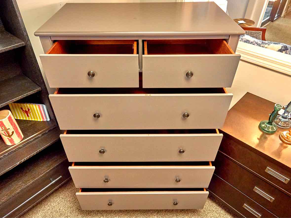 Ballard Designs Sidney Tall Chest in Grey Finish