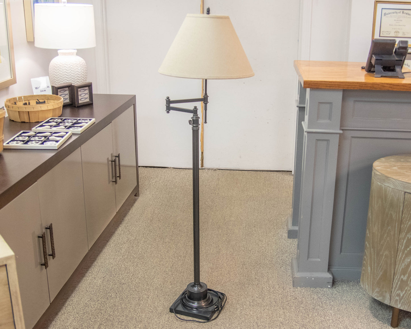 Restoration Hardware Swing Arm Adjustable Height Floor Lamp in Black