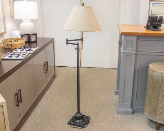 Restoration Hardware Swing Arm Adjustable Height Floor Lamp in Black