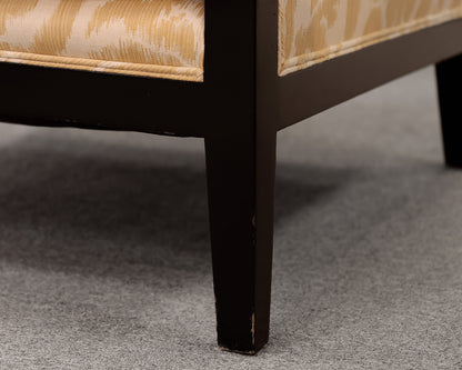 A. Rudin No. 636 Gold Damask Arm Accent Chair