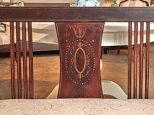 Antique Mahogany Arm Bench With Inlay Accents Upholstered Seat