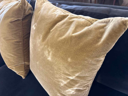 Pair of Antique Gold Velvet Accent Pillows