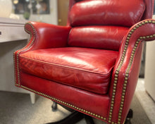 Hancock and Moore Red Leather Bustle Back  Office Chair on Casters