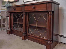 Hickory Chair Inc Cherry 2 Drawer 2 Glass Door Brass Inserts Console