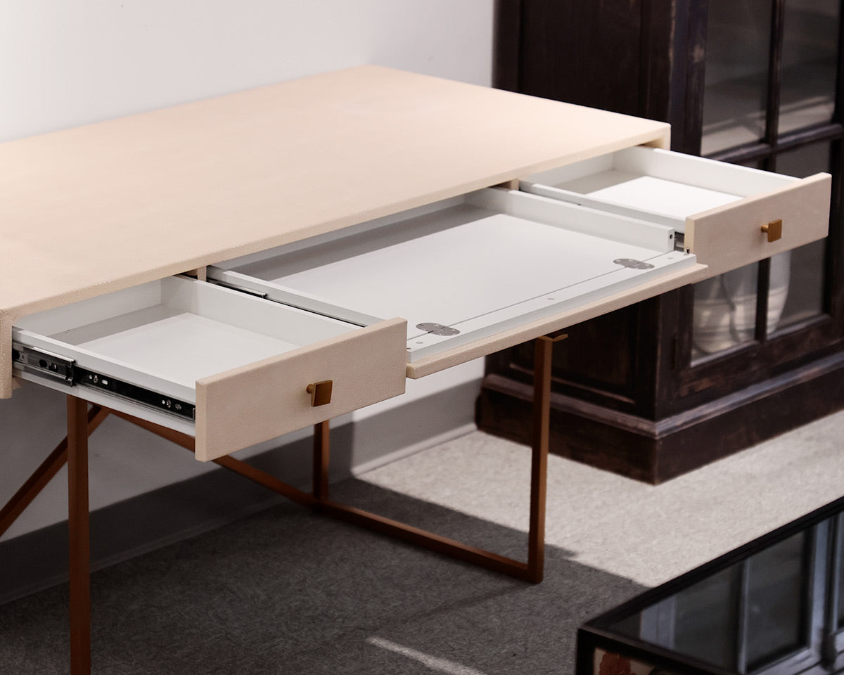 CB2 Avalon Ivory Faux Shagreen Desk