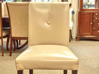 Set of Three Beige Faux Leather Counter Stools