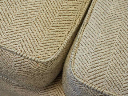 Beige Herringbone Pattern Upholstered 2 Cushion Sofa