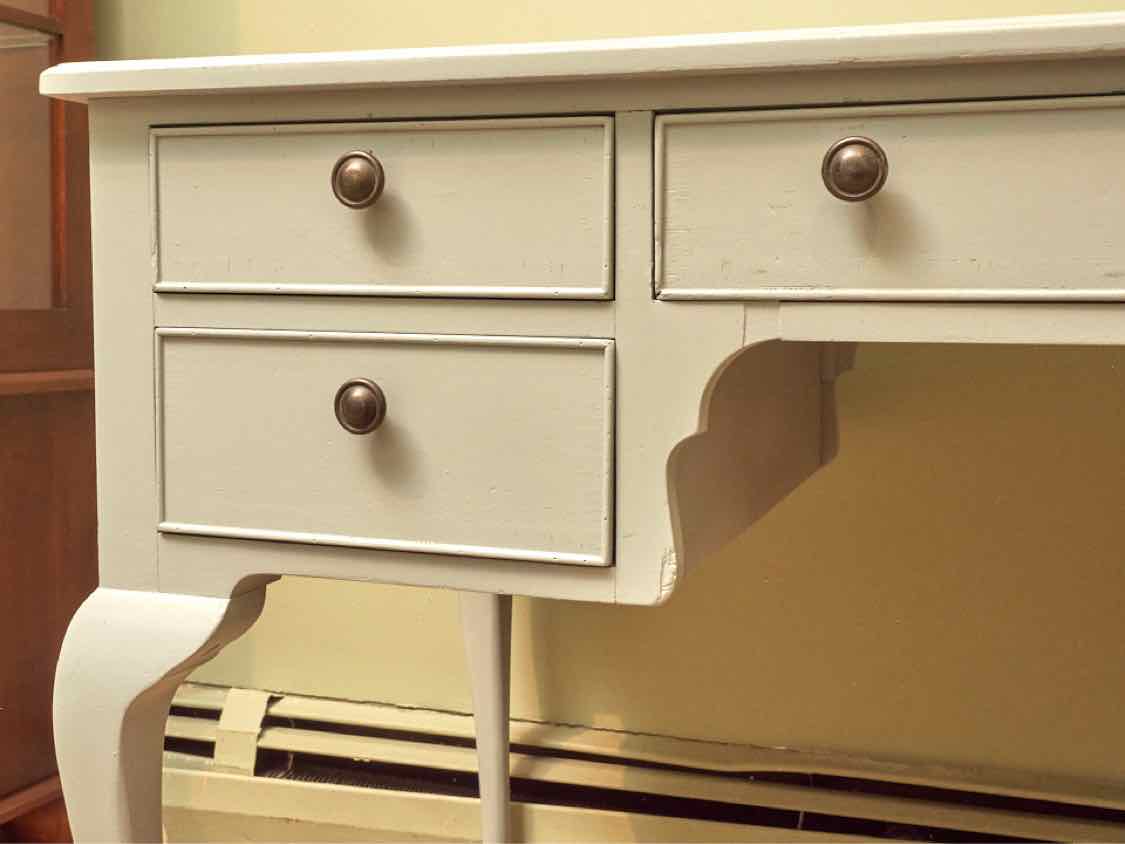 Solid Cherry Ice Blue Finish Queen Anne Desk