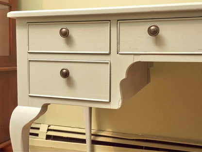 Solid Cherry Ice Blue Finish Queen Anne Desk