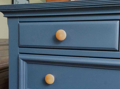 Hudson Bay Blue Finish 7 Drawer Chest with Natural Wood Knobs