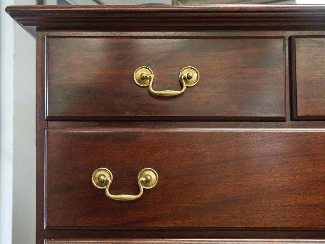 Solid Wood Seven Drawer Chest on Chest in Mahogany Stain
