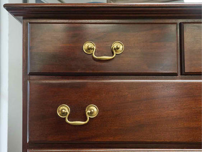 Solid Wood Seven Drawer Chest on Chest in Mahogany Stain